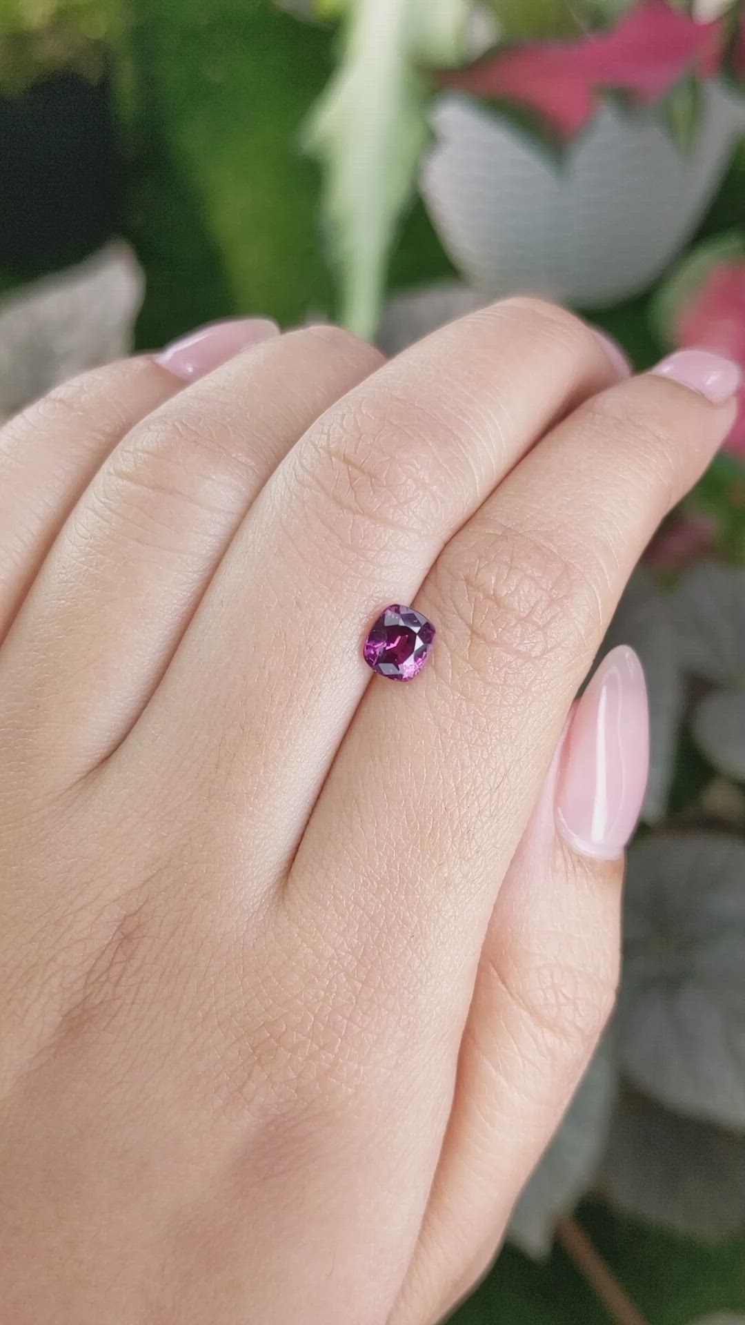 1.15 Ct. Pinkish Purple Garnet from Ceylon (Sri Lanka) Size Video