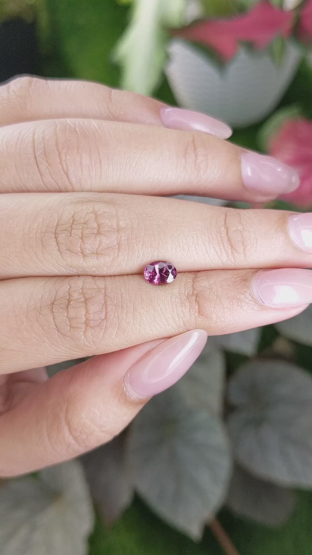 0.80 Ct. Purplish Pink Garnet from Ceylon (Sri Lanka) Size Video