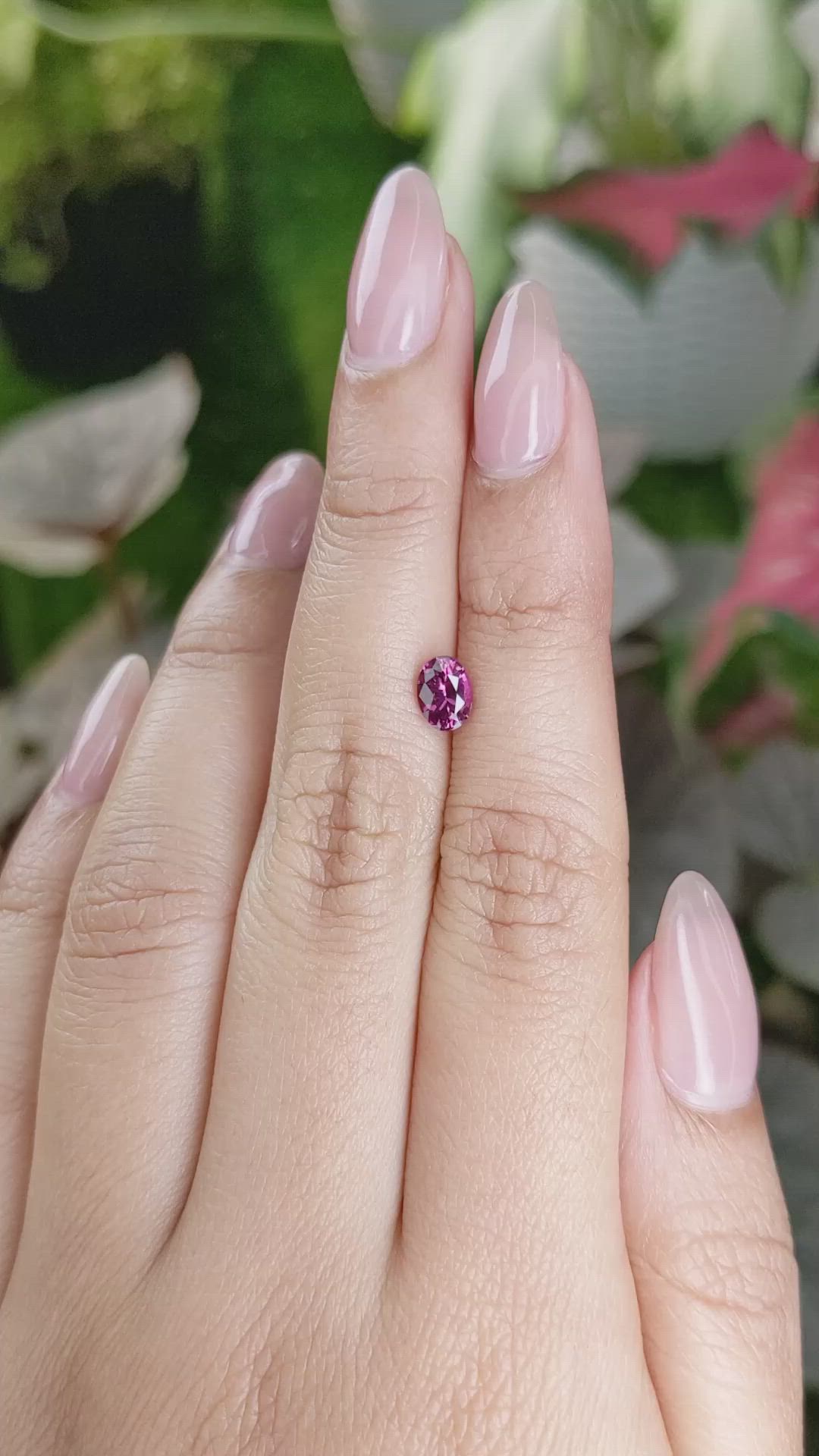 0.80 Ct. Purplish Pink Garnet from Ceylon (Sri Lanka) Size Video