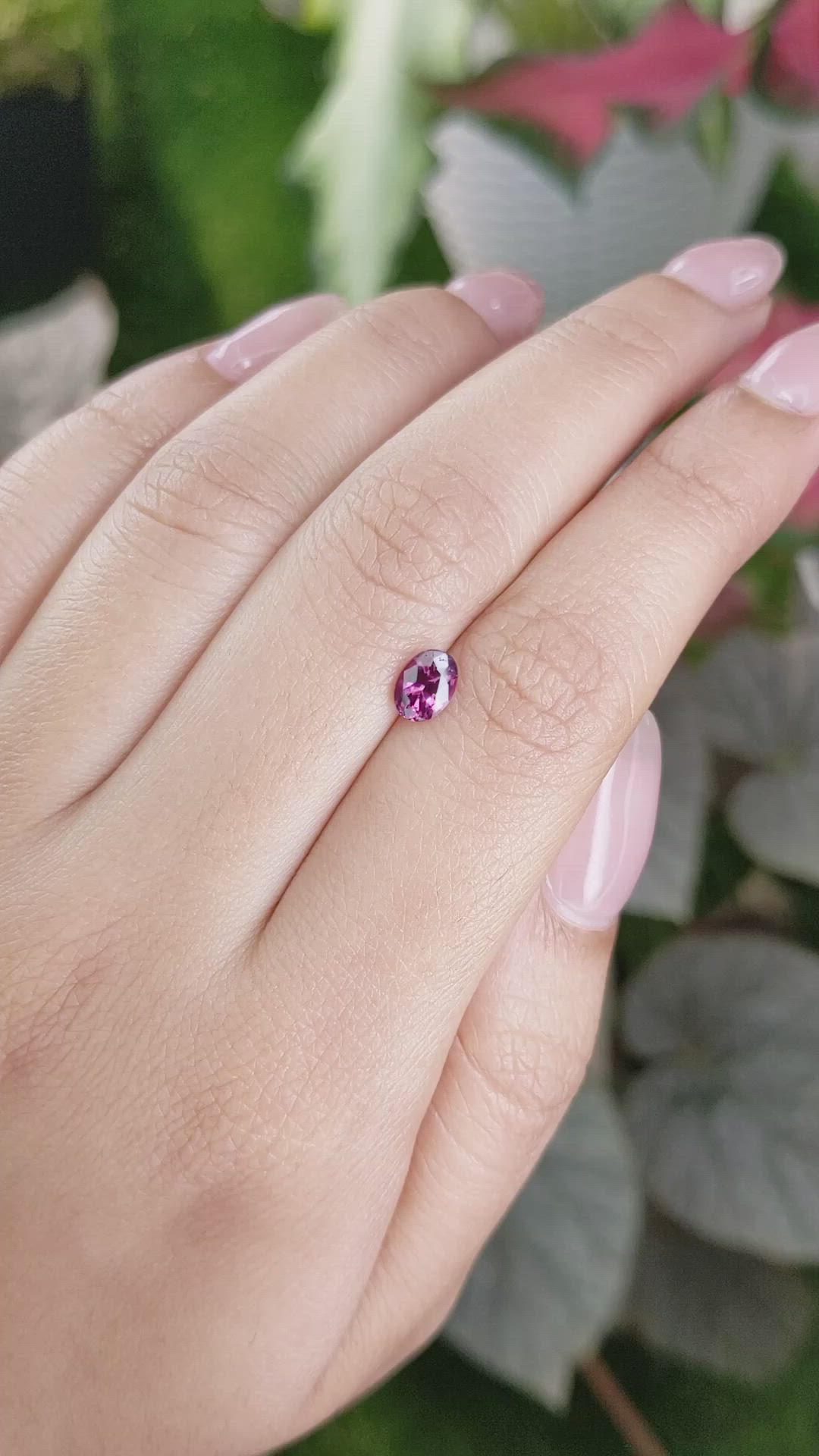 0.80 Ct. Purplish Pink Garnet from Ceylon (Sri Lanka) Size Video
