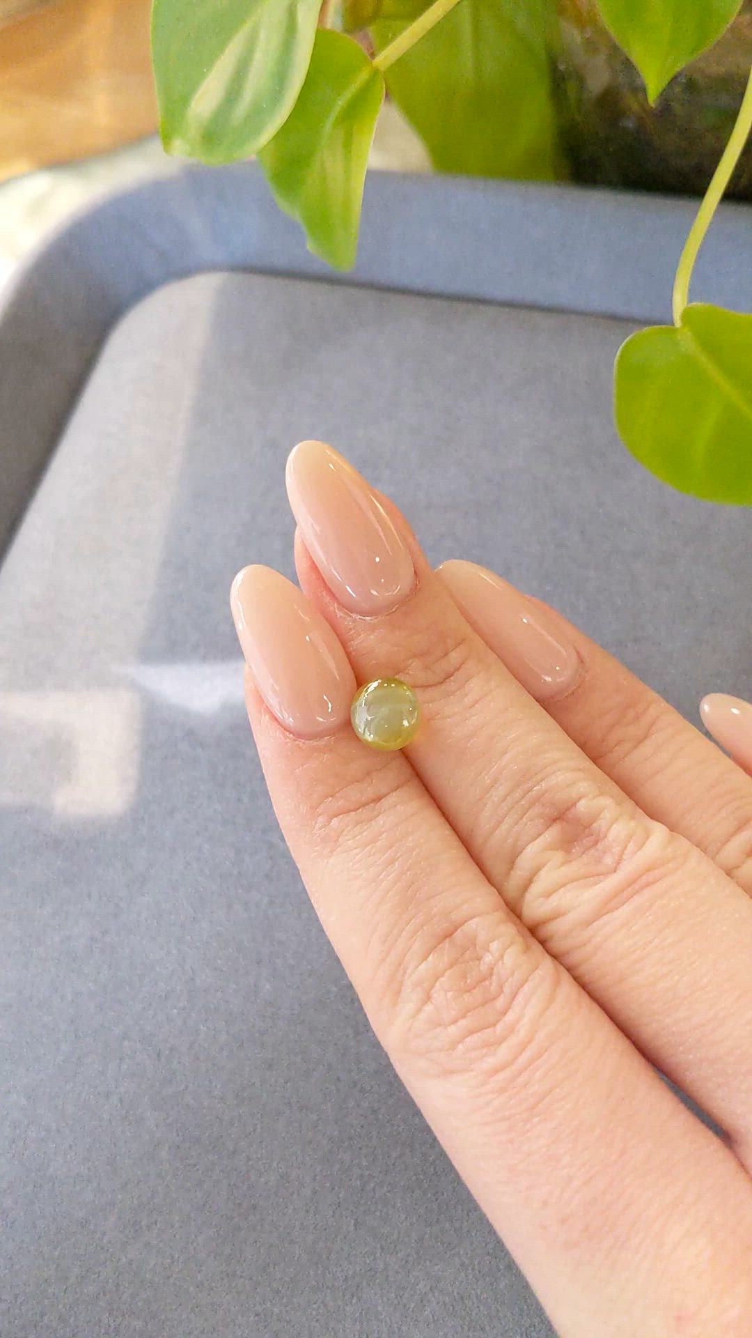 3.05 Ct. Greenish Yellow Cabochon Chrysoberyl from Ceylon (Sri Lanka) Size Video