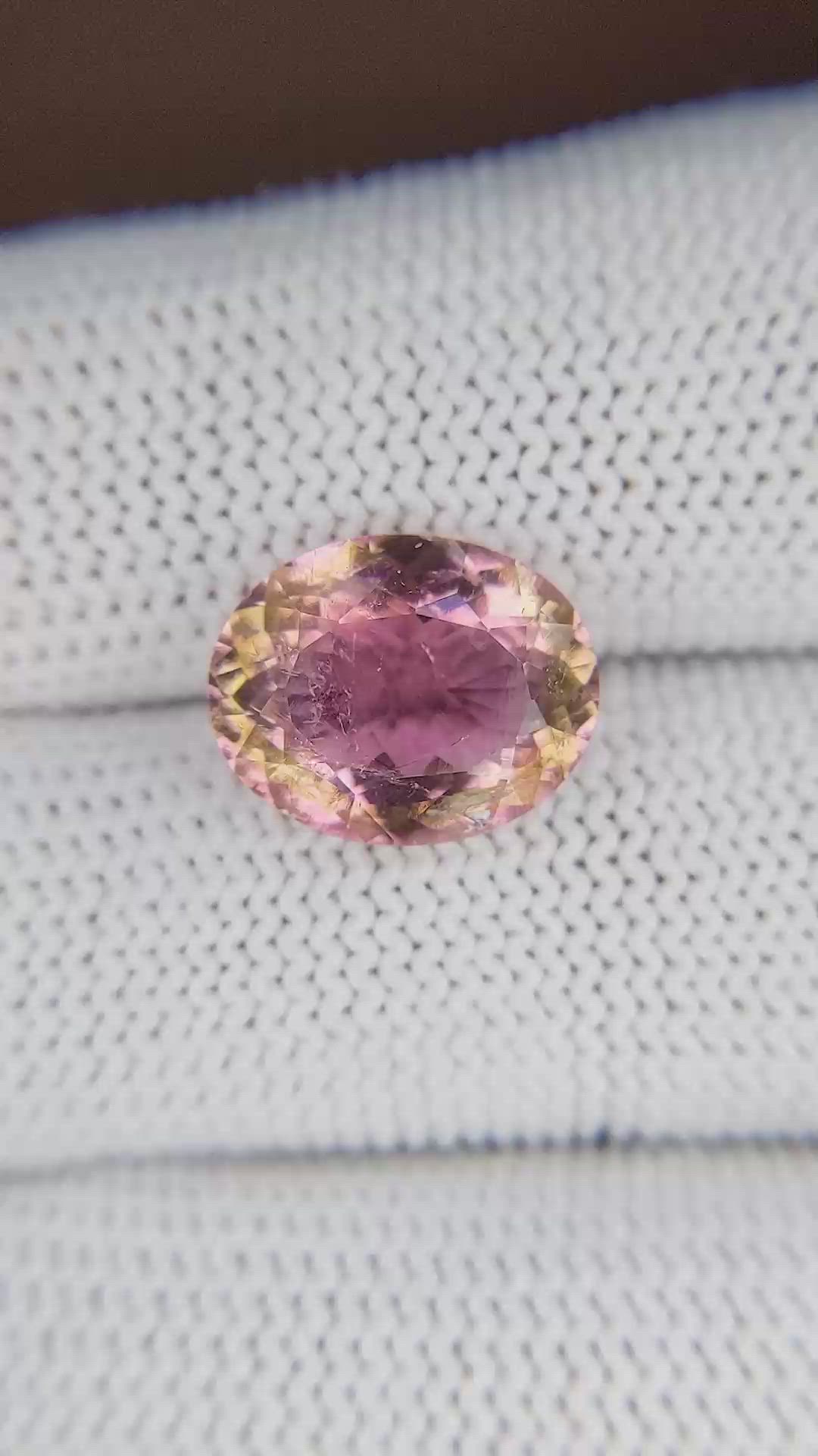 5.57 Ct. Bi Color Tourmaline from Ceylon (Sri Lanka) Size Video