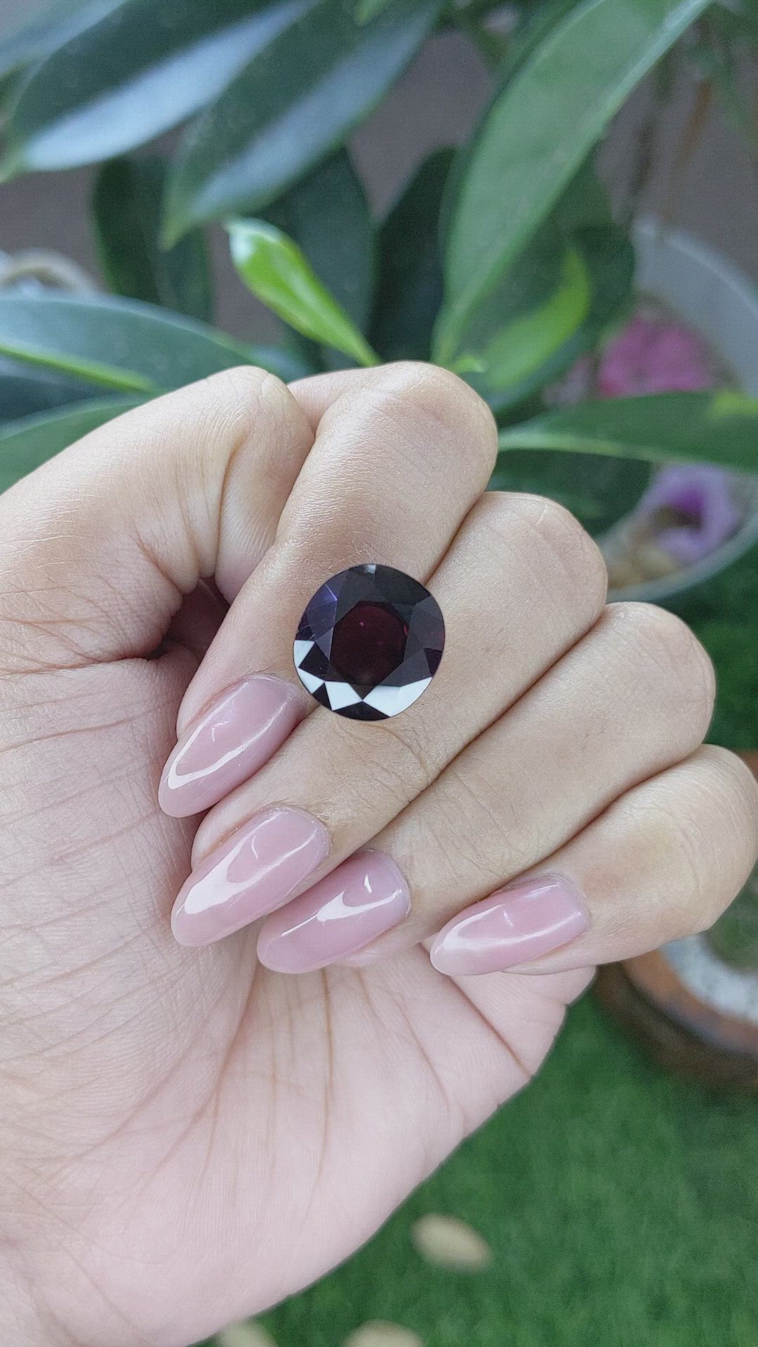 10.13 Ct. Purplish Red Garnet from Ceylon (Sri Lanka) Size Video