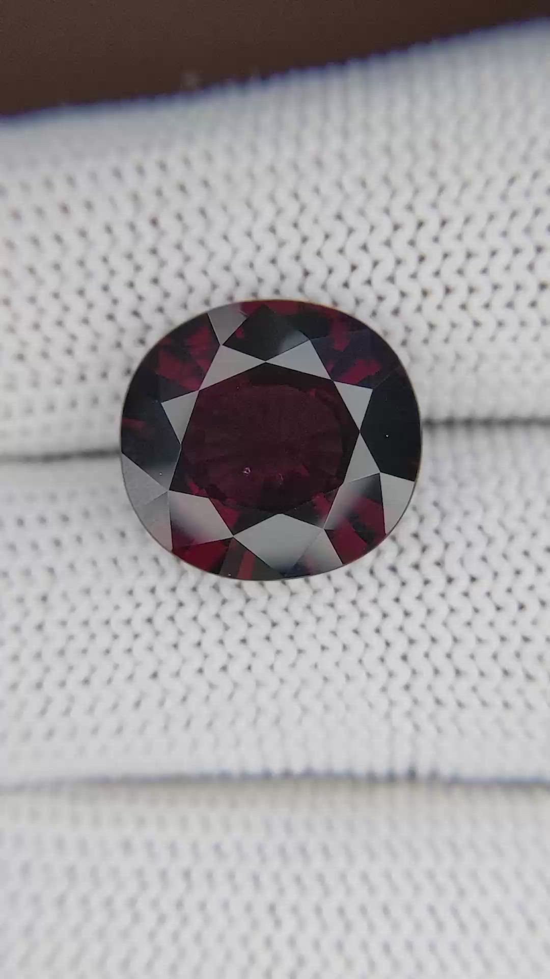 10.13 Ct. Purplish Red Garnet from Ceylon (Sri Lanka) Size Video