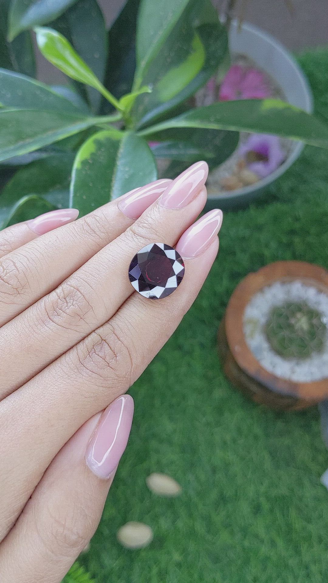 10.13 Ct. Purplish Red Garnet from Ceylon (Sri Lanka) Size Video