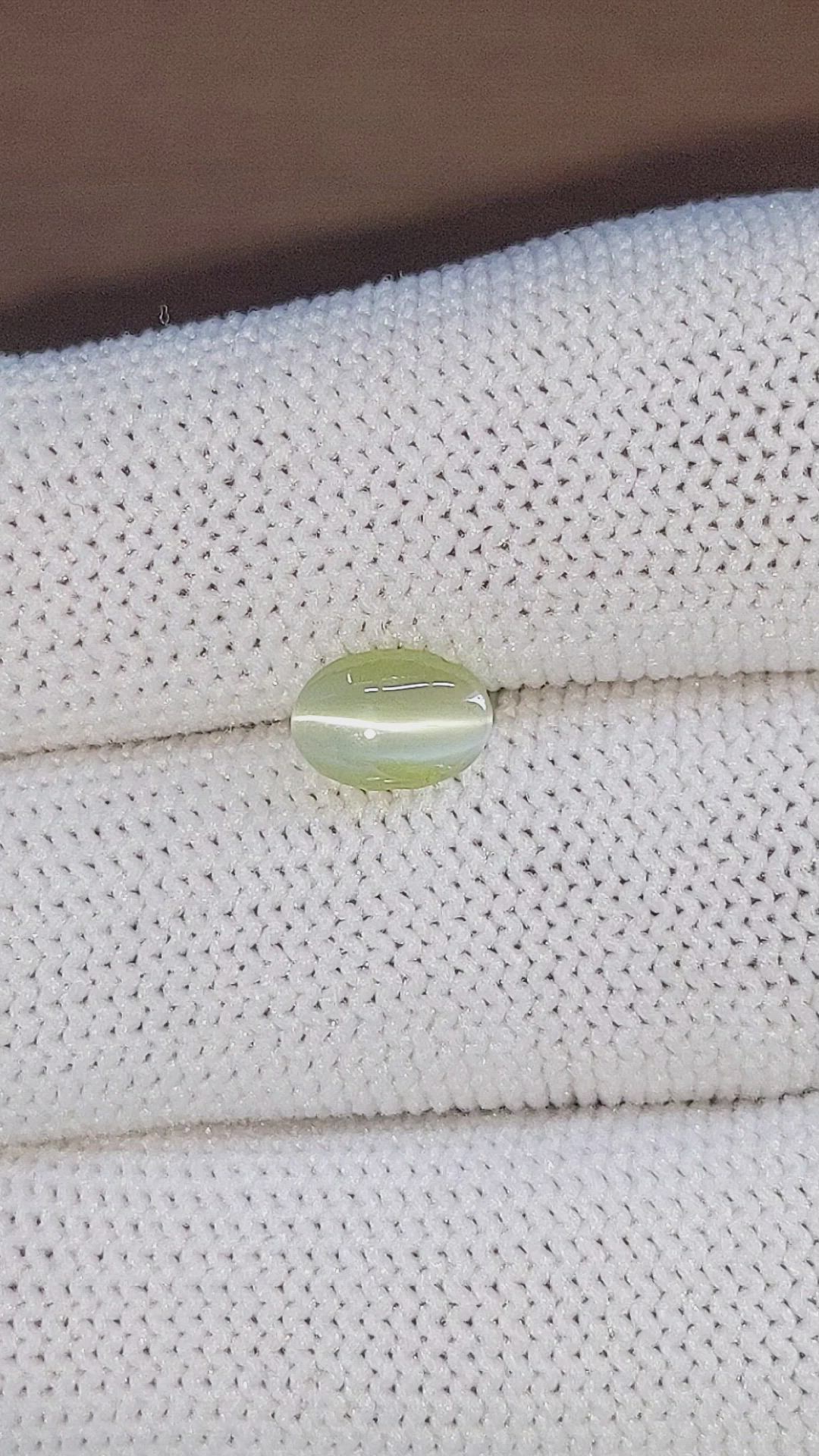 1.46 Ct. Greenish Yellow Cabochon Chrysoberyl from Ceylon (Sri Lanka) Size Video