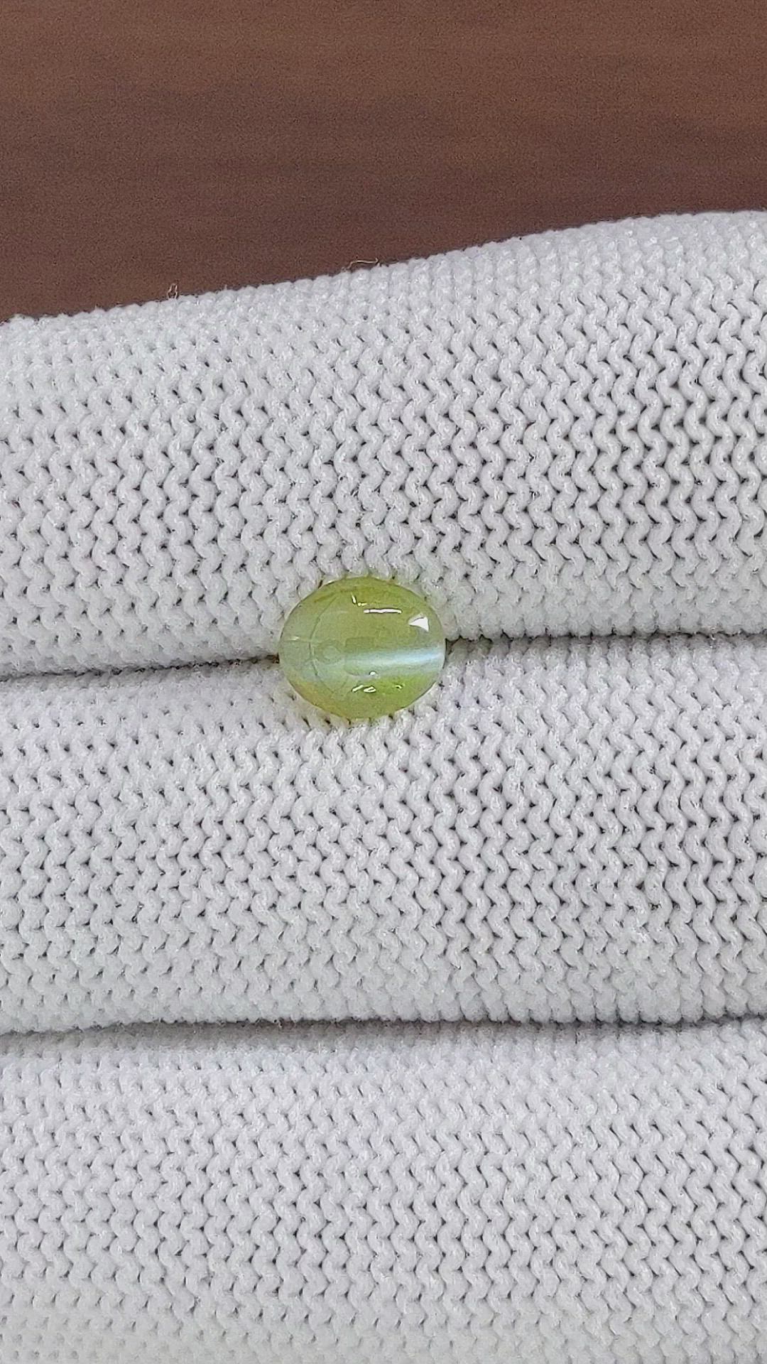 1.30 Ct. Brownish Yellow Cabochon Chrysoberyl from Ceylon (Sri Lanka) Size Video