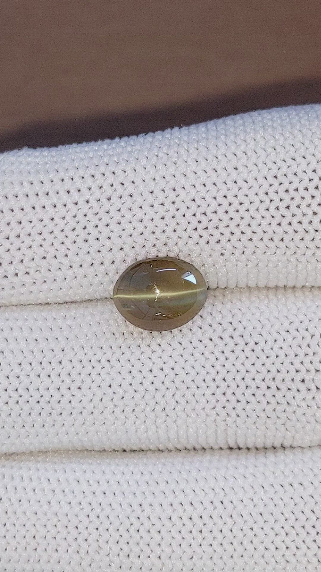 3.10 Ct. Greenish Brown Cabochon Chrysoberyl from Ceylon (Sri Lanka) Size Video