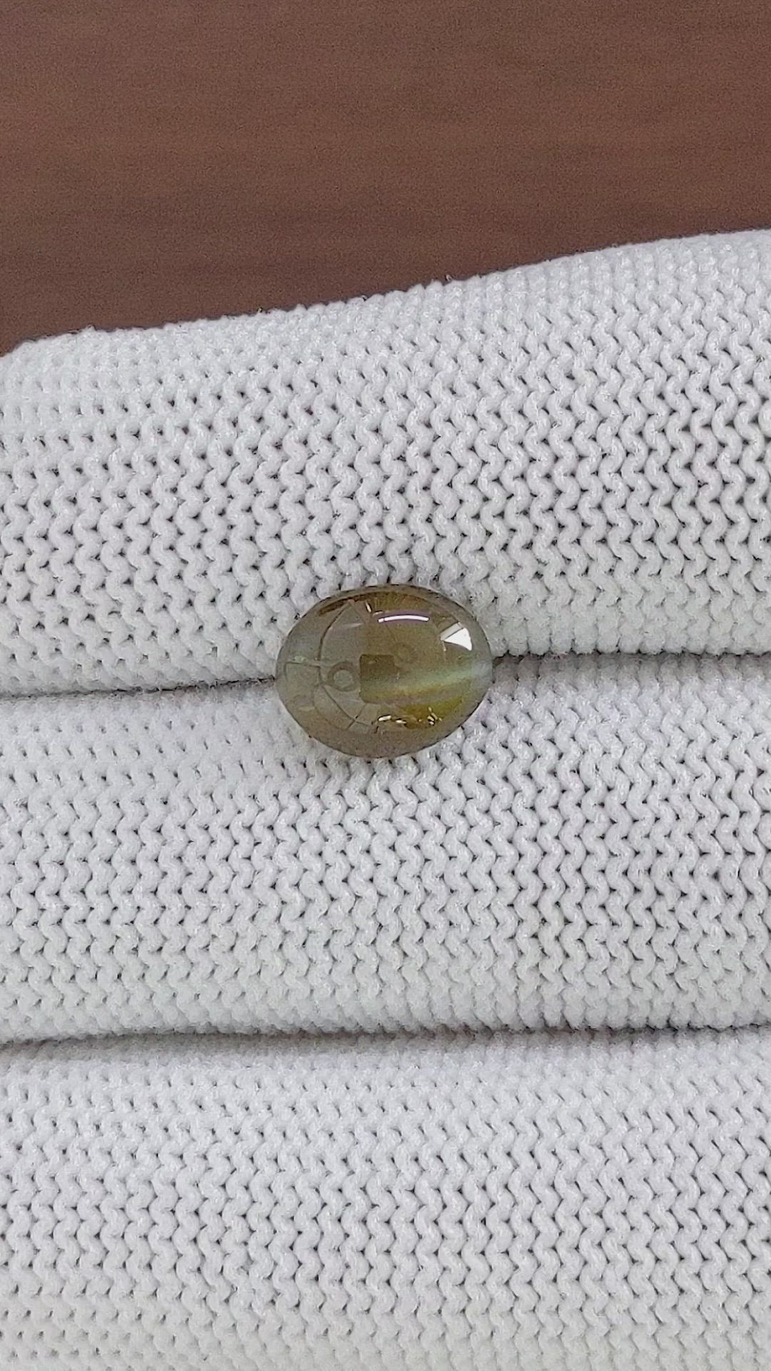 3.10 Ct. Greenish Brown Cabochon Chrysoberyl from Ceylon (Sri Lanka) Size Video
