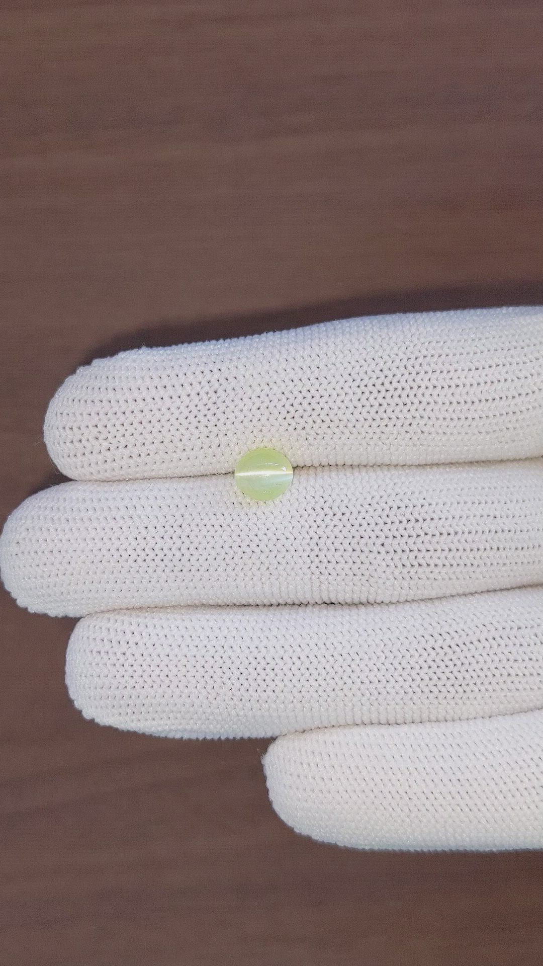 2.19 Ct. Greenish Yellow Cabochon Chrysoberyl from Ceylon (Sri Lanka) Size Video