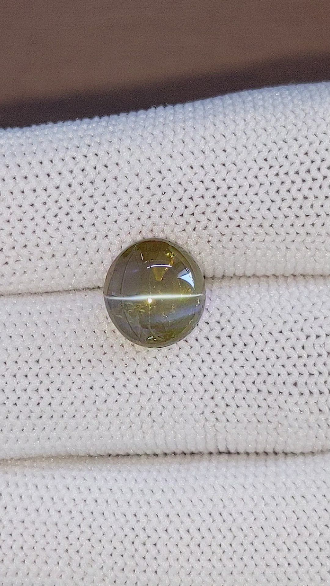 6.32 Ct. Brown Cabochon Chrysoberyl from Ceylon (Sri Lanka) Size Video