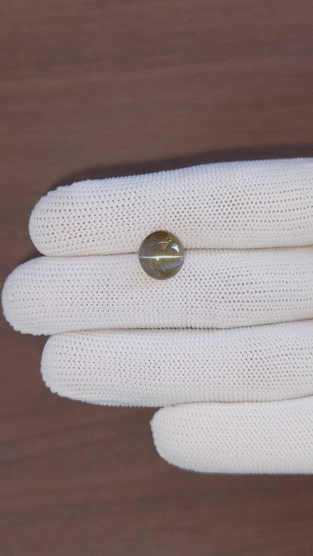6.32 Ct. Brown Cabochon Chrysoberyl from Ceylon (Sri Lanka) Size Video