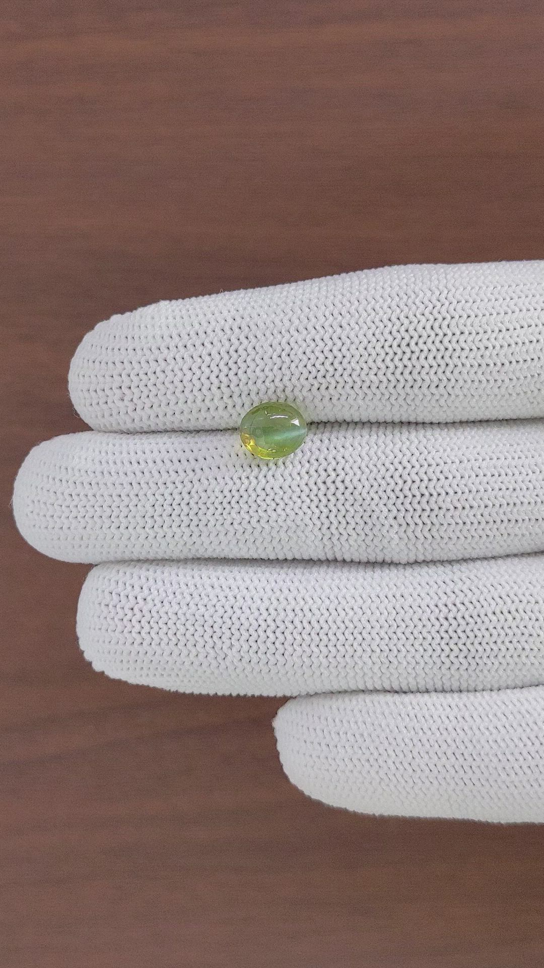 2.87 Ct. Yellowish Green Cabochon Chrysoberyl from Ceylon (Sri Lanka) Size Video