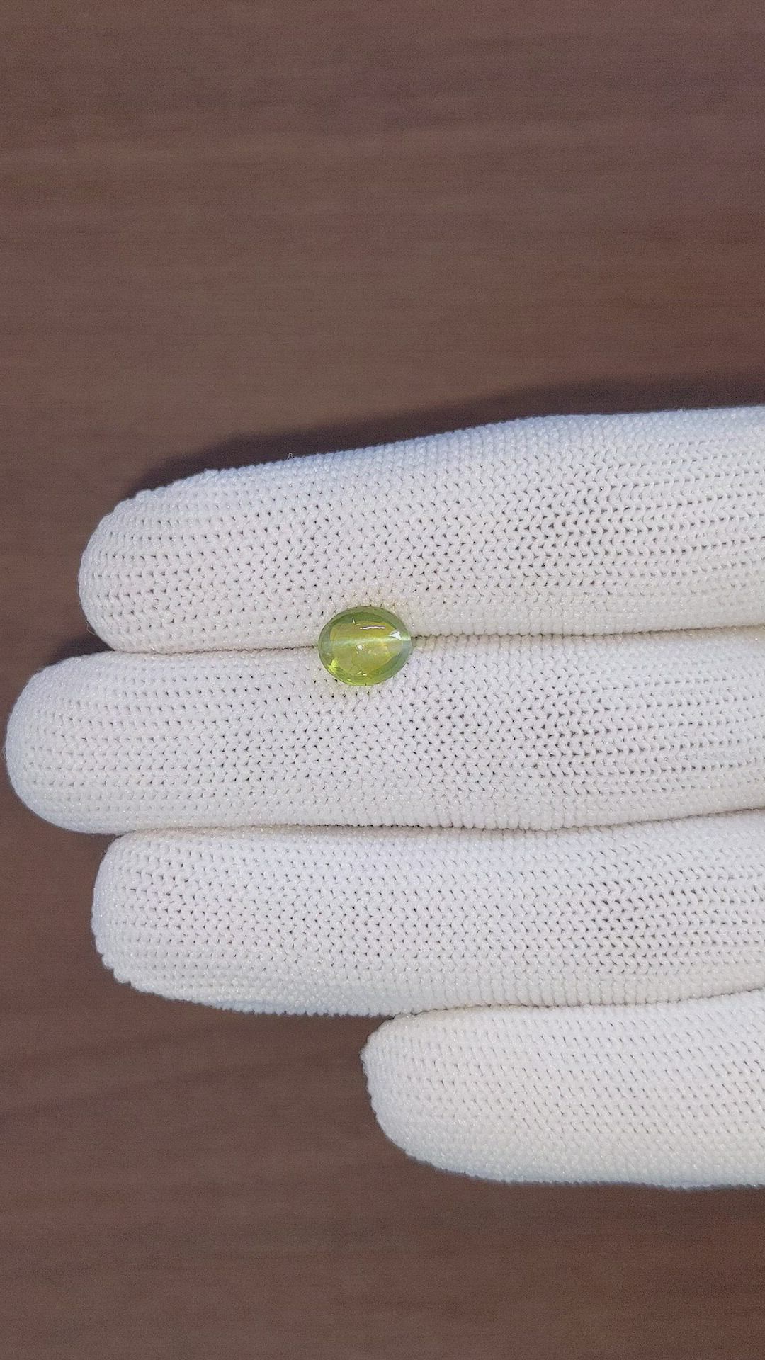 2.87 Ct. Yellowish Green Cabochon Chrysoberyl from Ceylon (Sri Lanka) Size Video