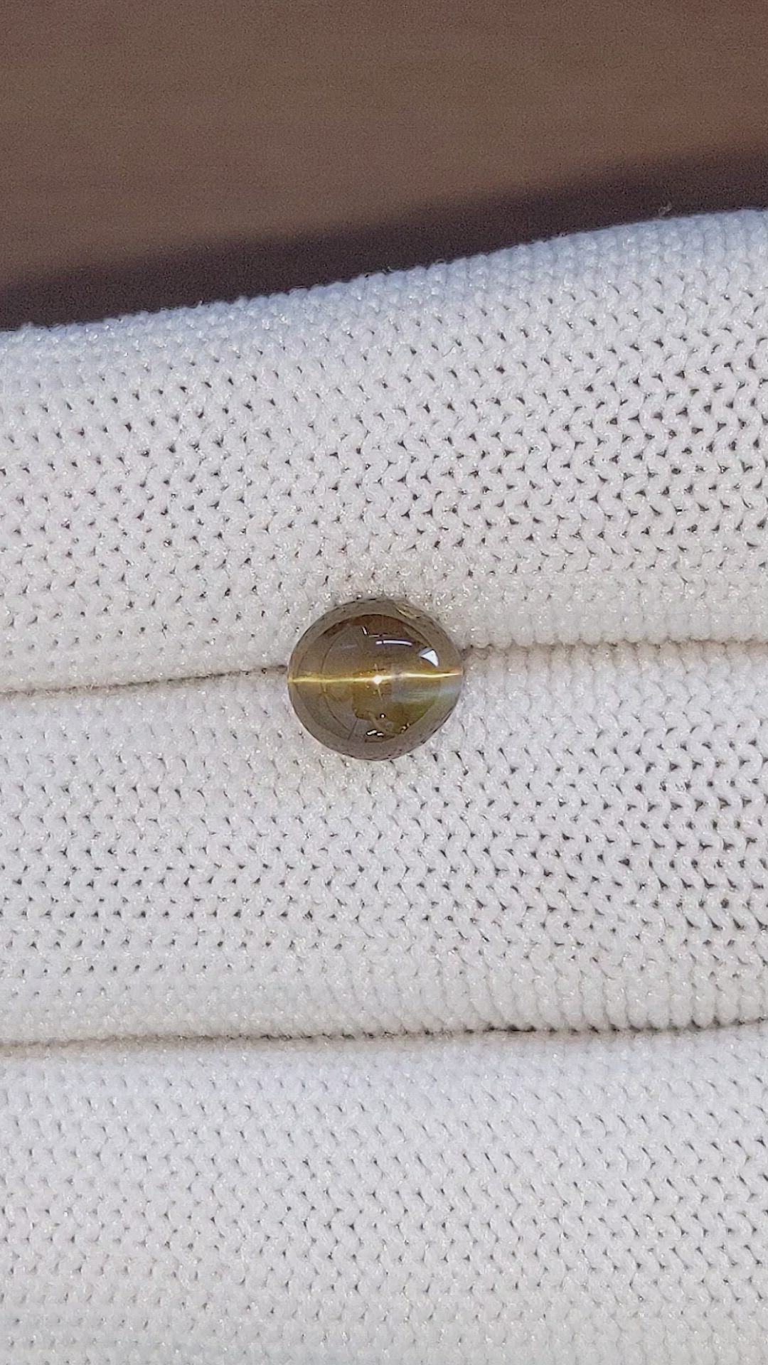 3.03 Ct. Greenish Brown Cabochon Chrysoberyl from Ceylon (Sri Lanka) Size Video