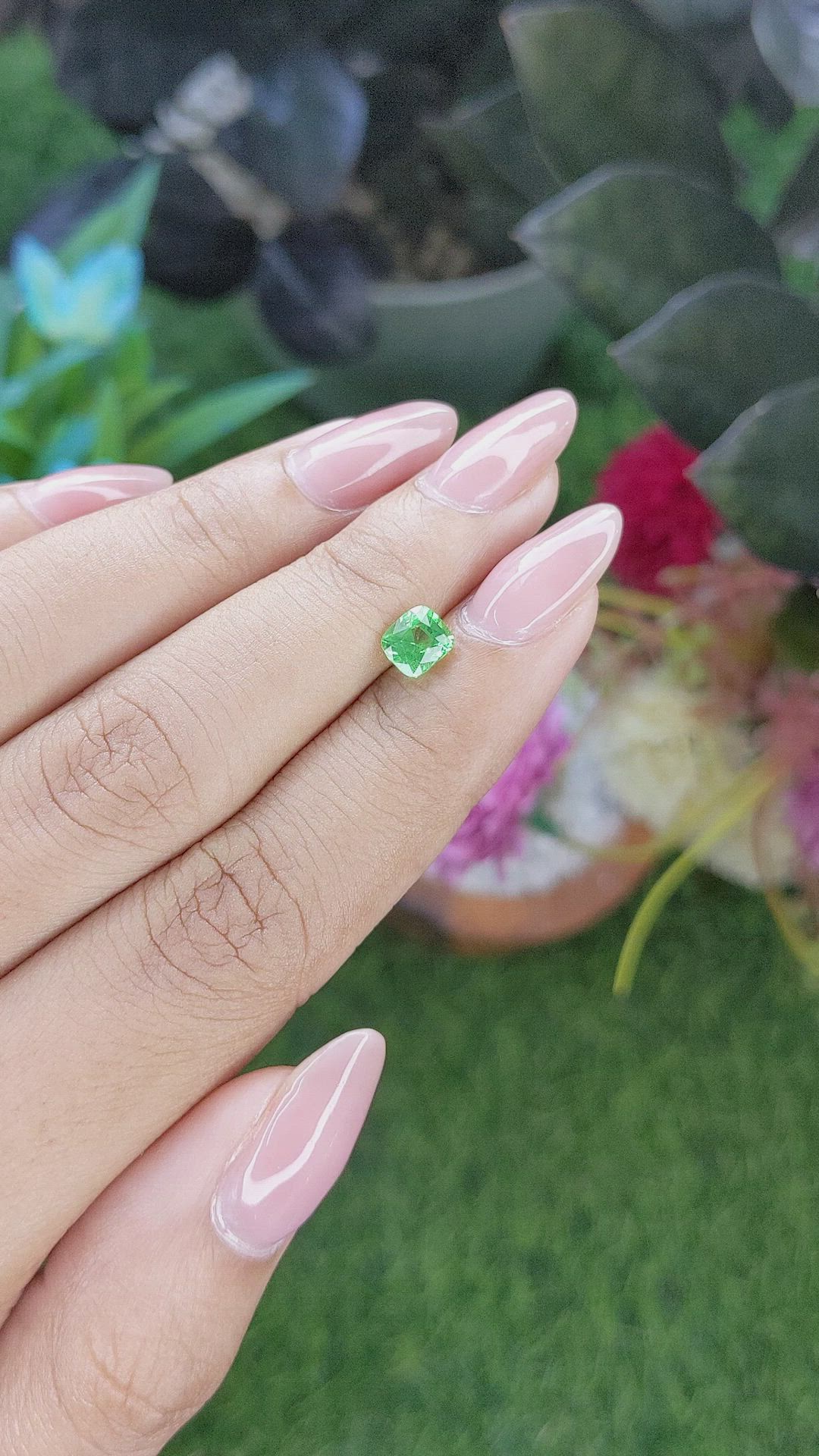 0.84 Ct. Tsavorite Garnet from Tanzania Size Video