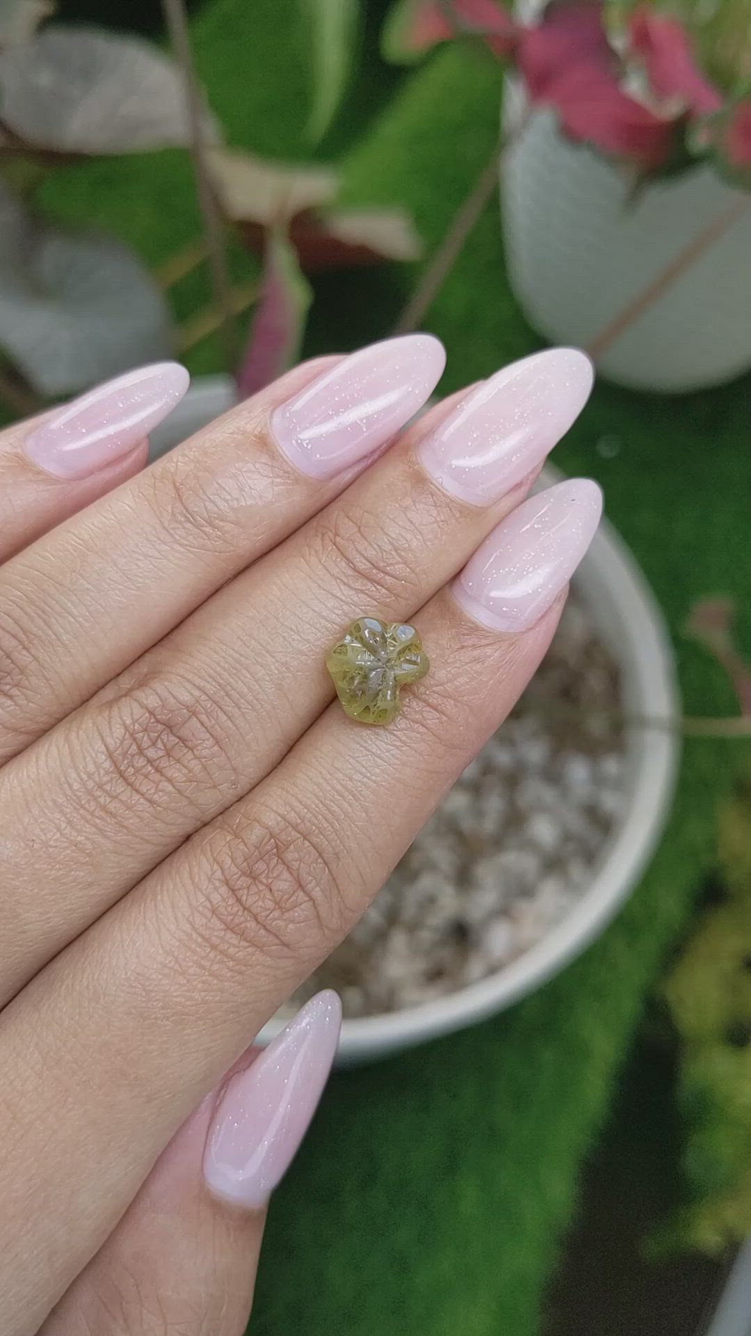 4.14 Ct. Yellowish Green Chrysoberyl from Ceylon (Sri Lanka) Size Video