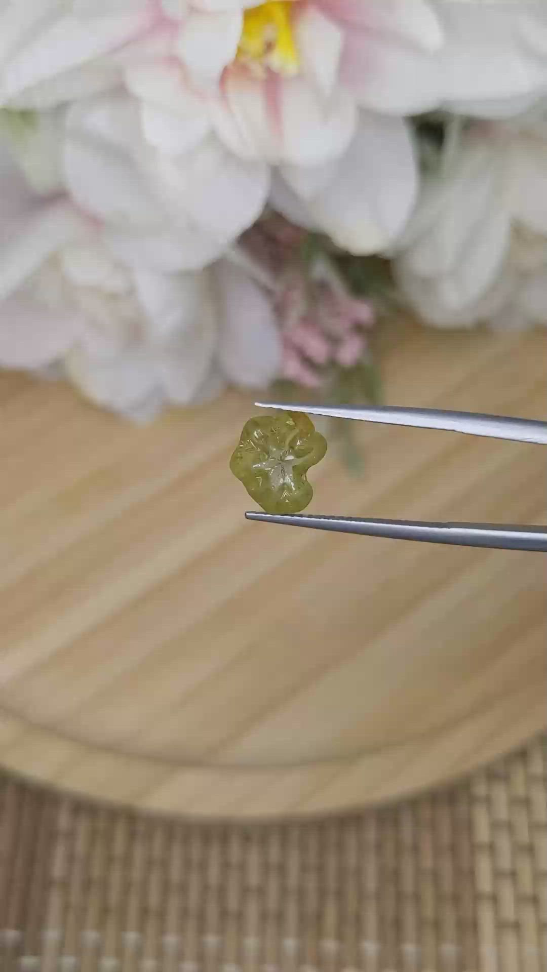 4.14 Ct. Yellowish Green Chrysoberyl from Ceylon (Sri Lanka) Size Video