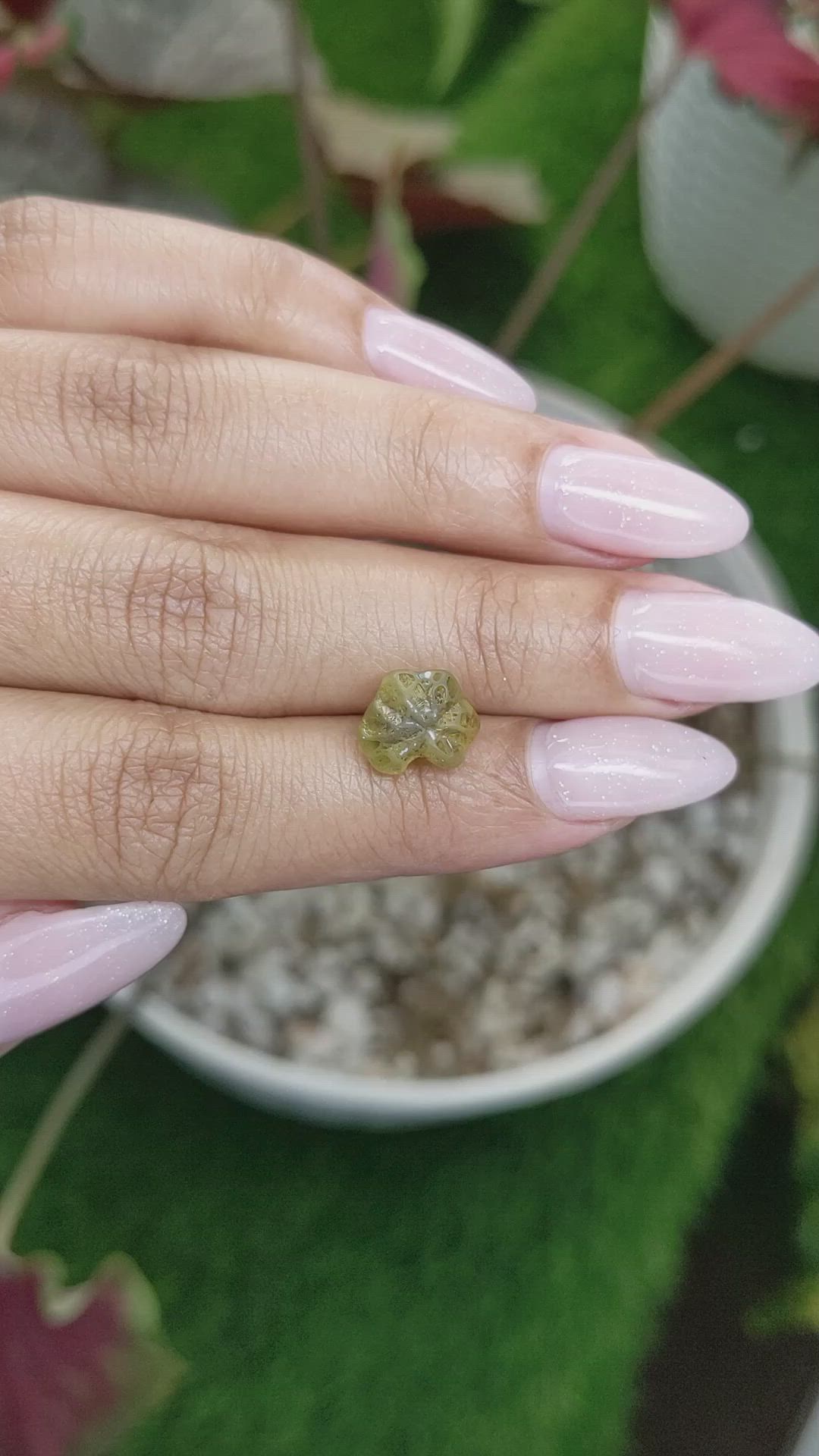 4.14 Ct. Yellowish Green Chrysoberyl from Ceylon (Sri Lanka) Size Video
