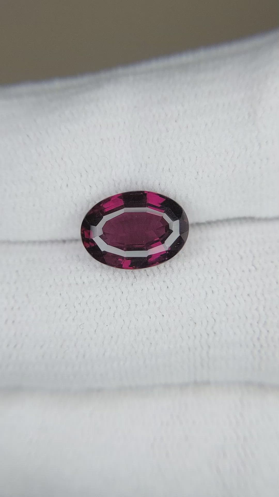 4.32 Ct. Purplish Red Rhodolite Garnet from Tanzania Size Video