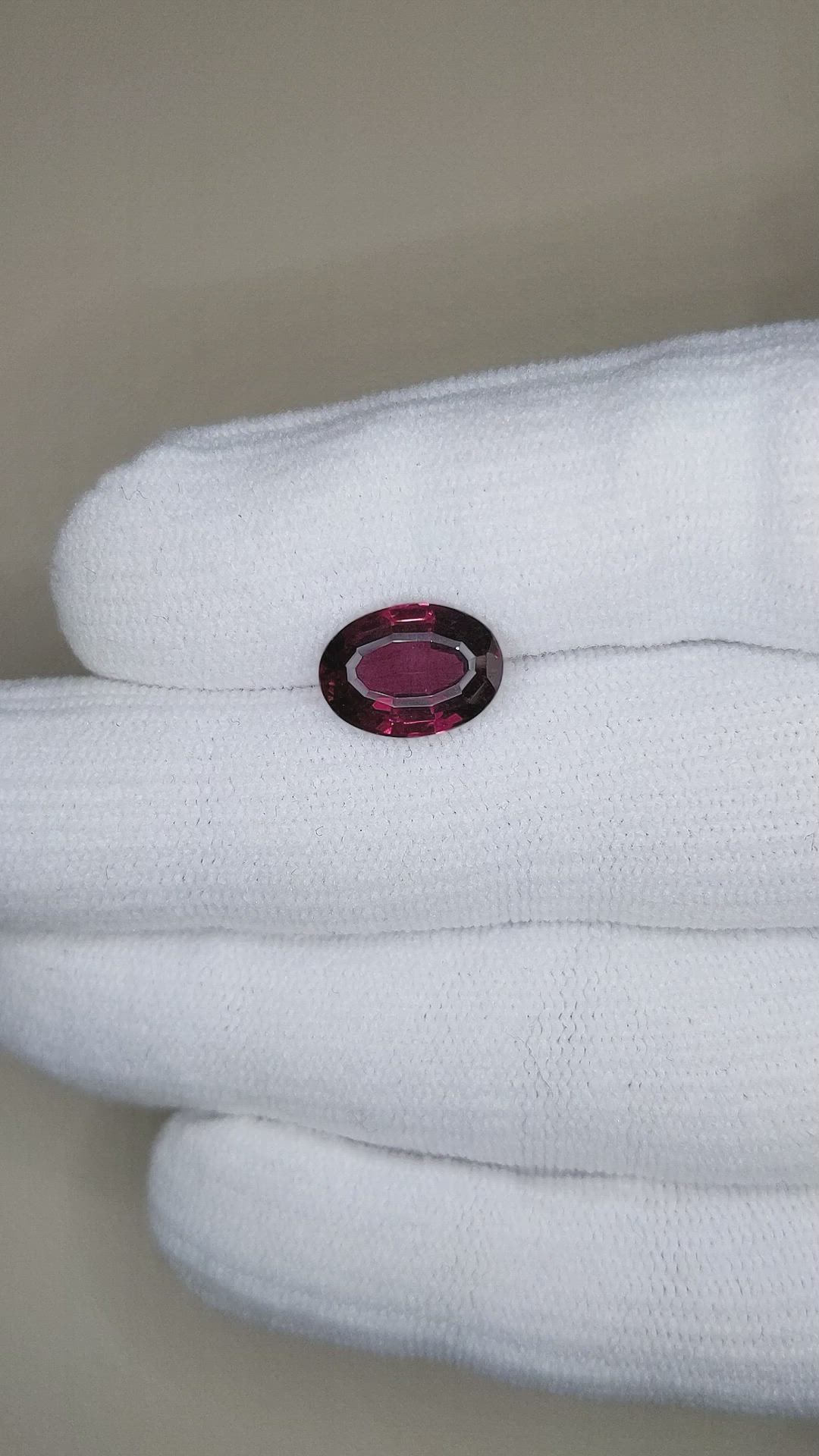 4.32 Ct. Purplish Red Rhodolite Garnet from Tanzania Size Video