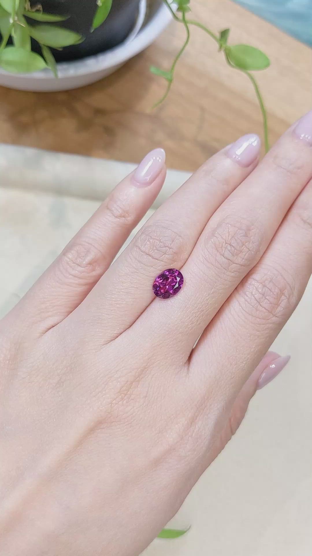 2.10 Ct. Pinkish Purple Rhodolite Garnet from Tanzania Size Video
