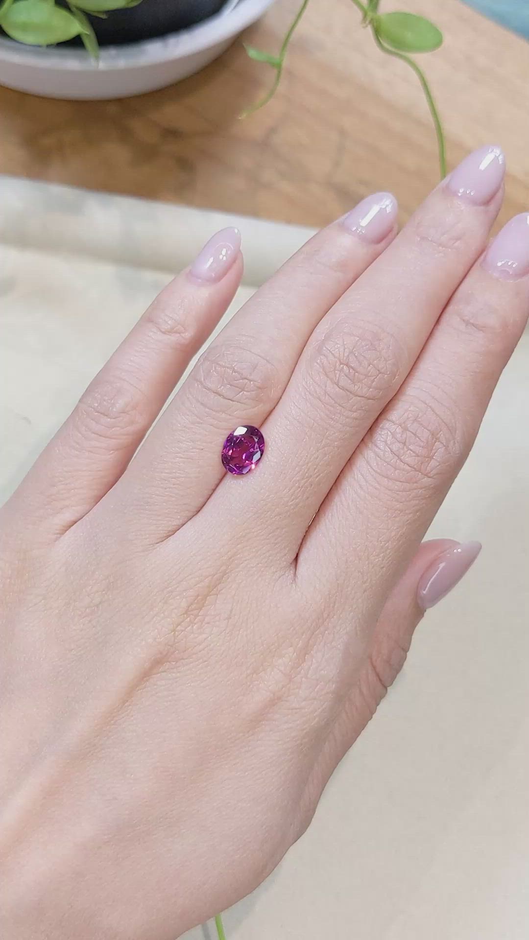 1.70 Ct. Purplish Pink Rhodolite Garnet from Tanzania Size Video
