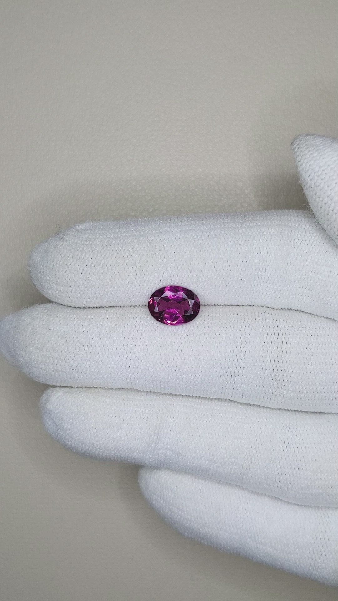 1.70 Ct. Purplish Pink Rhodolite Garnet from Tanzania Size Video