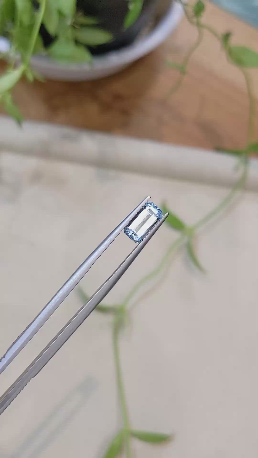 1.31 Ct. Blue Aquamarine from Brazil Size Video
