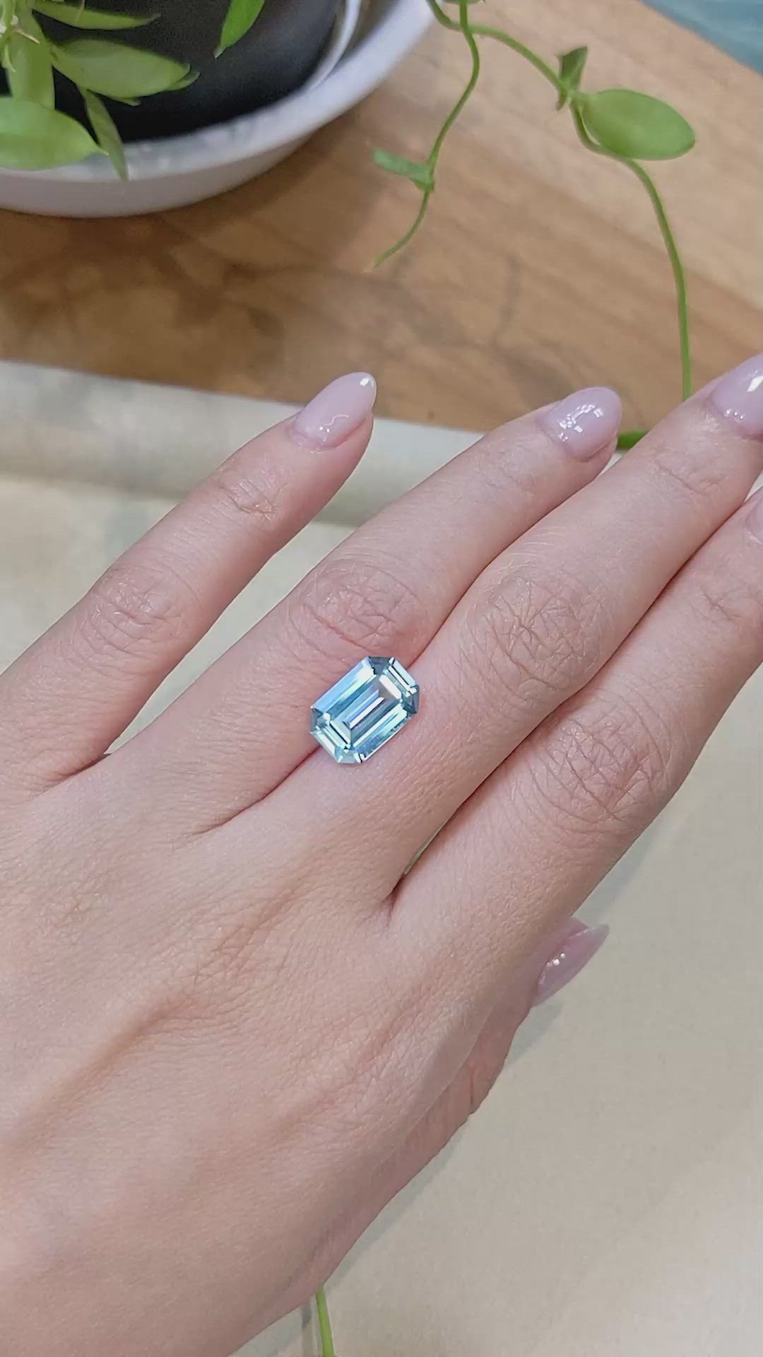 2.96 Ct. Greenish Blue Aquamarine from Brazil Size Video