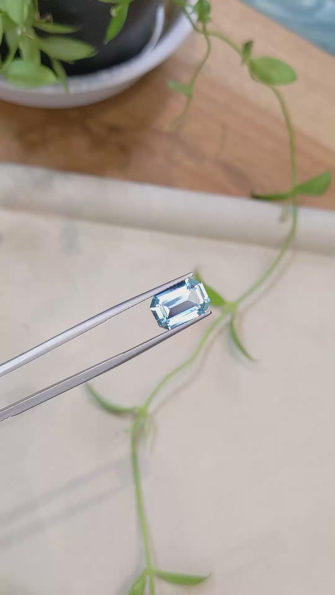 2.96 Ct. Greenish Blue Aquamarine from Brazil Size Video