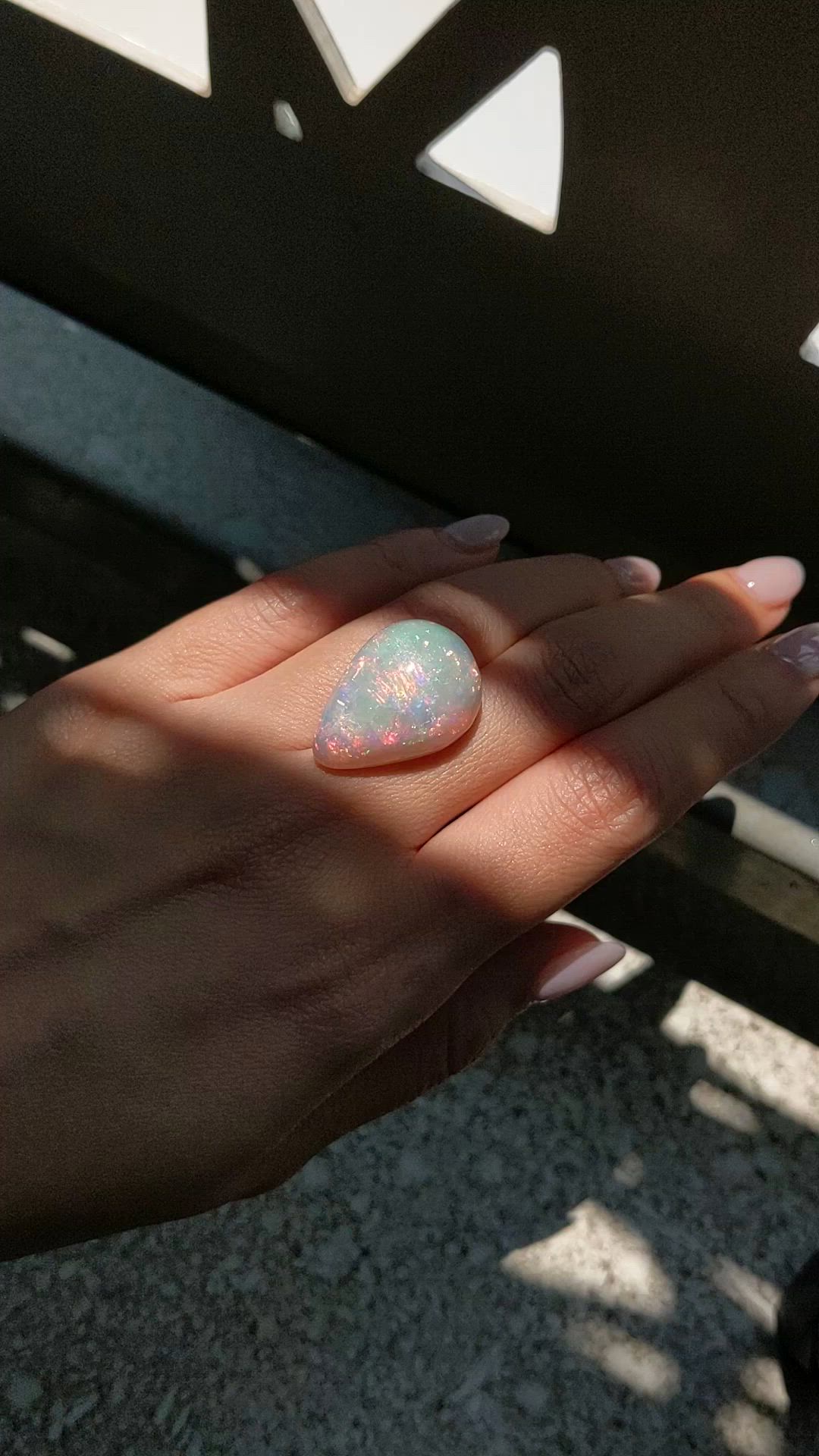 23.56 Ct. Multi Color Cabochon White Opal from Australia Size Video