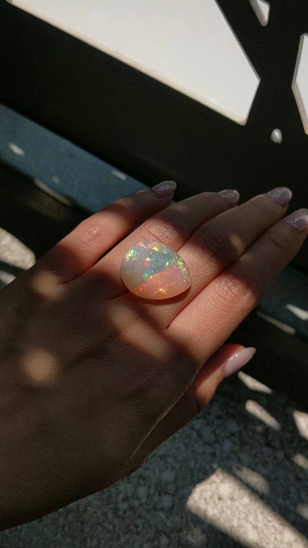 21.14 Ct. Multi Color Cabochon Semi-Black Opal from Ethiopia Size Video