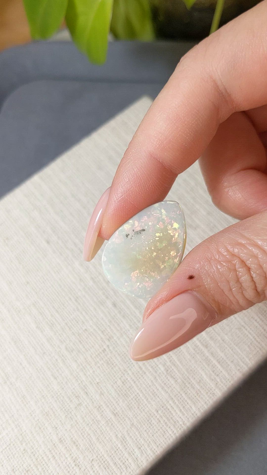 19.43 Ct. Multi Color Cabochon White Opal from Ethiopia Size Video
