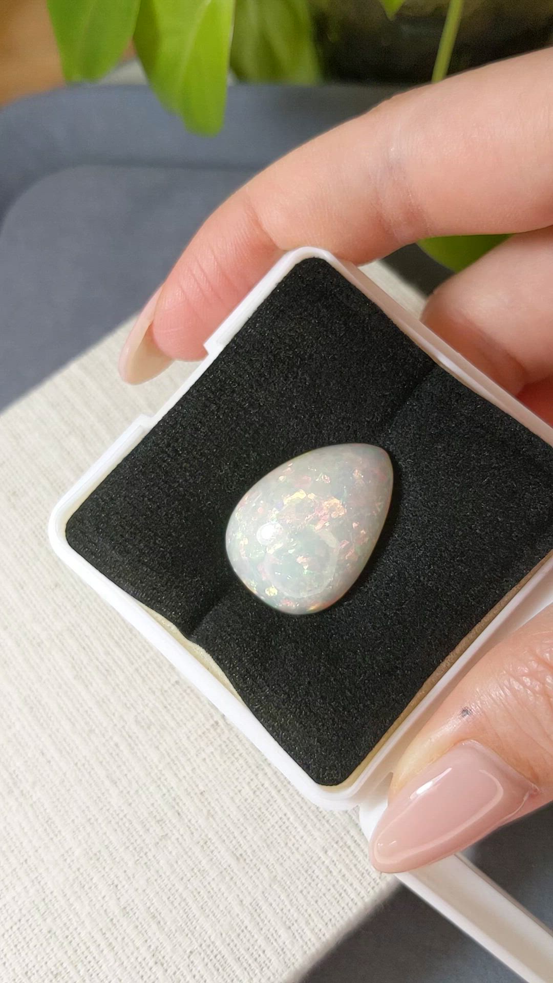 19.43 Ct. Multi Color Cabochon White Opal from Ethiopia Size Video