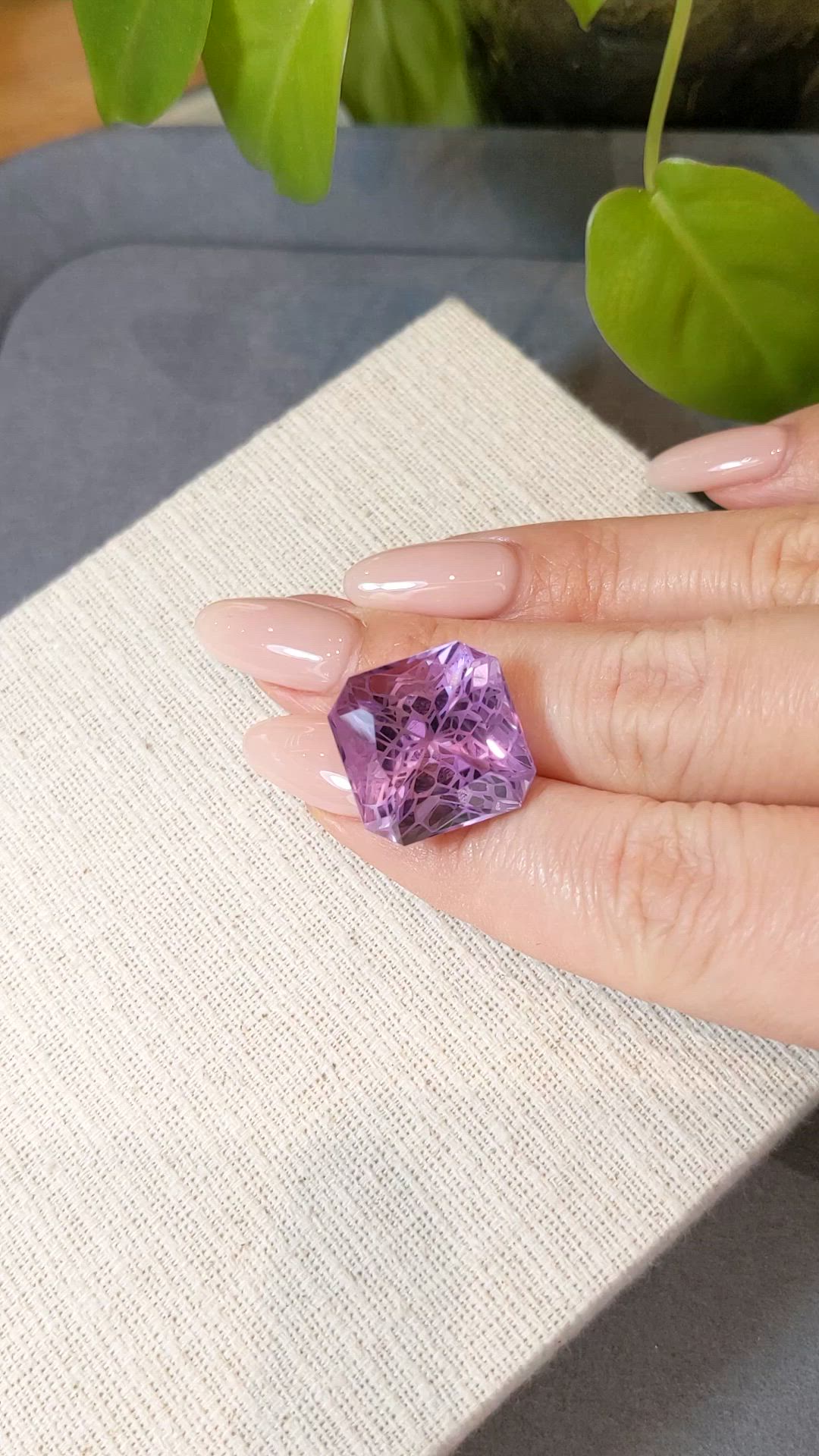 22.13 Ct. Violet Amethyst from Brazil Size Video