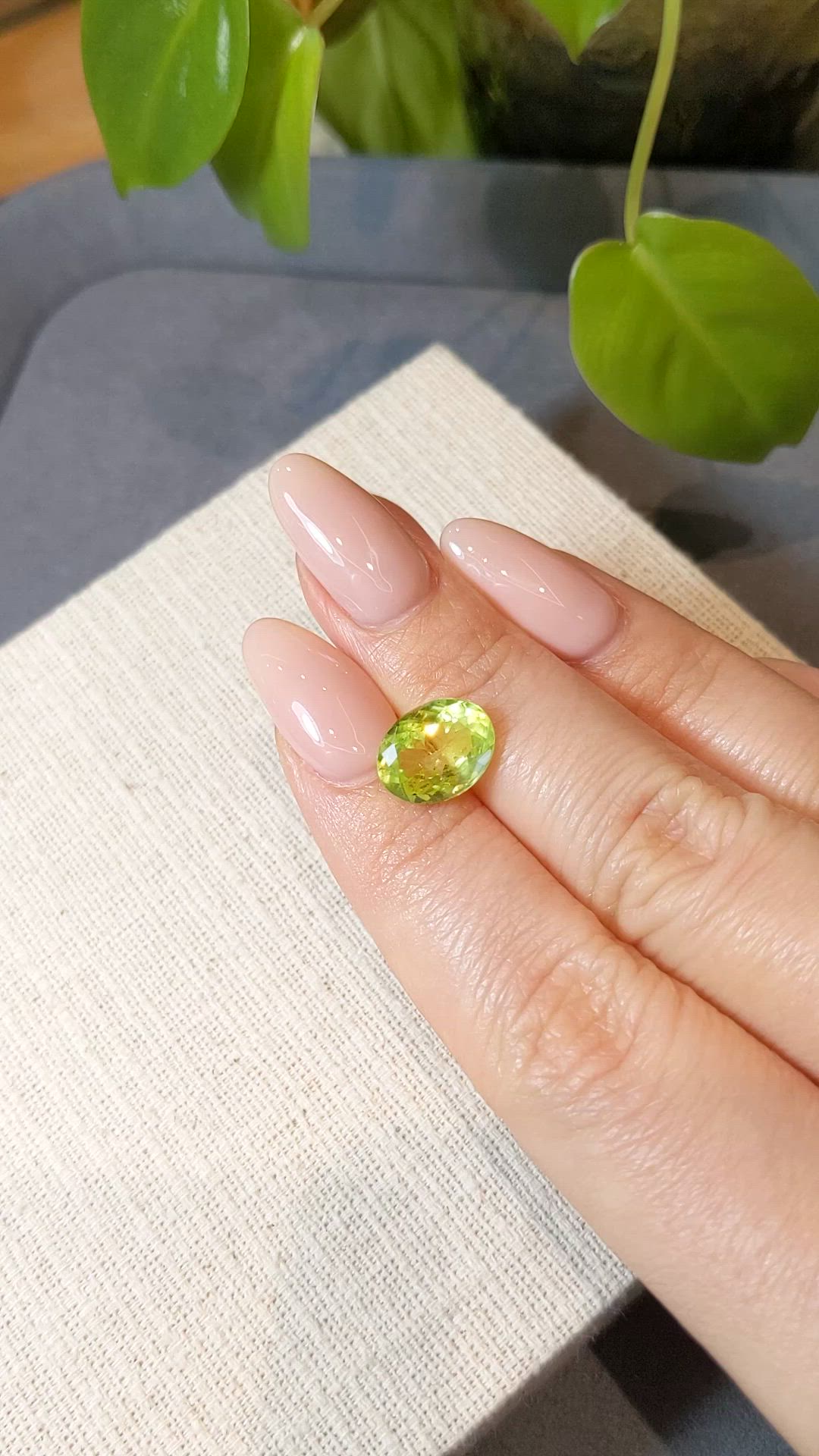 4.07 Ct. Yellowish Green Chrysoberyl from Ceylon (Sri Lanka) Size Video