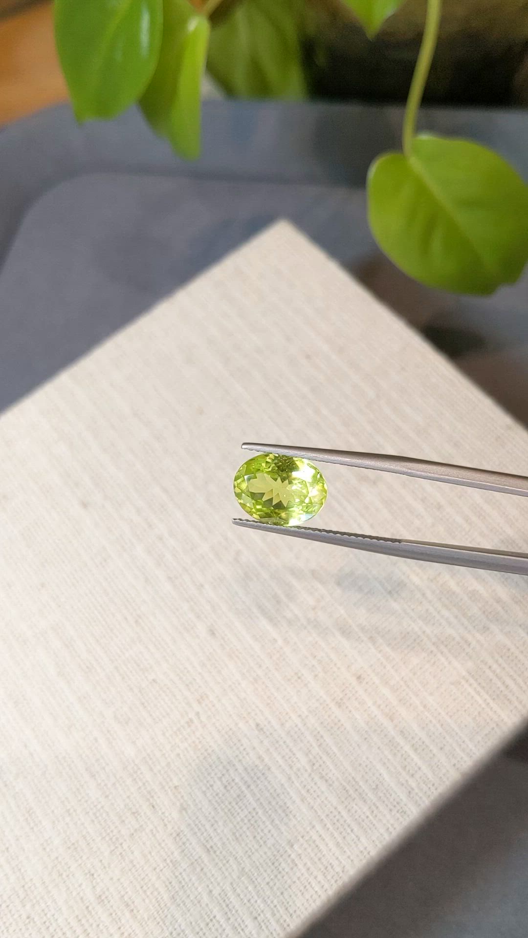 4.07 Ct. Yellowish Green Chrysoberyl from Ceylon (Sri Lanka) Size Video