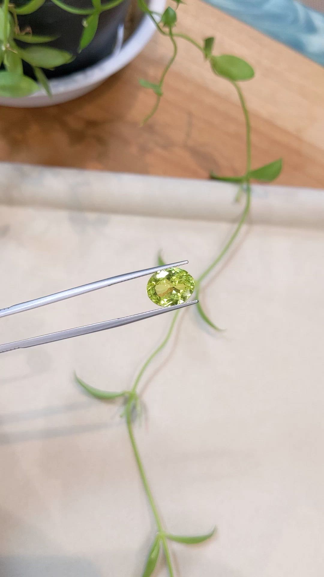 3.95 Ct. Yellowish Green Chrysoberyl from Ceylon (Sri Lanka) Size Video