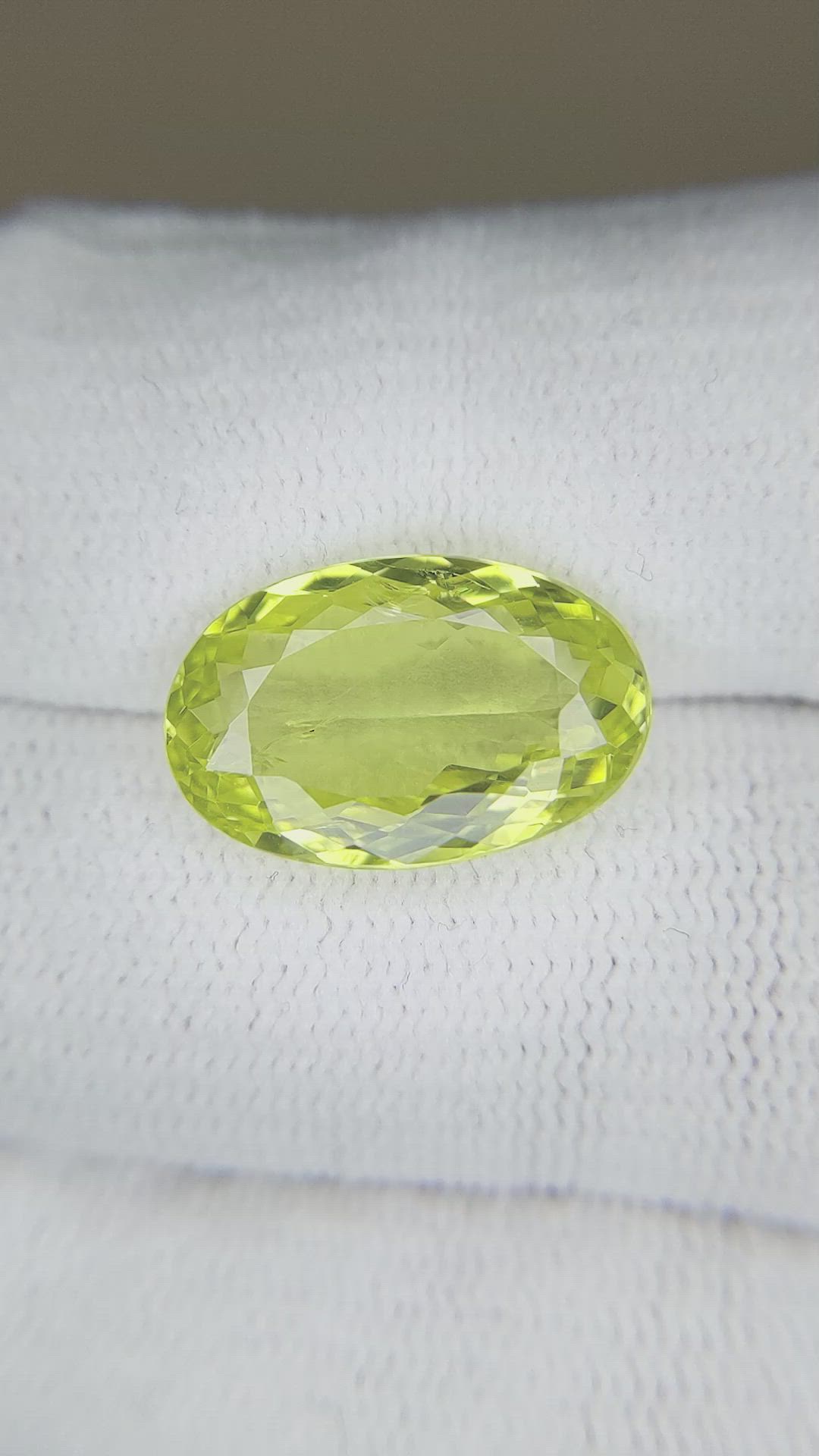7.91 Ct. Yellowish Green Chrysoberyl from Ceylon (Sri Lanka) Size Video