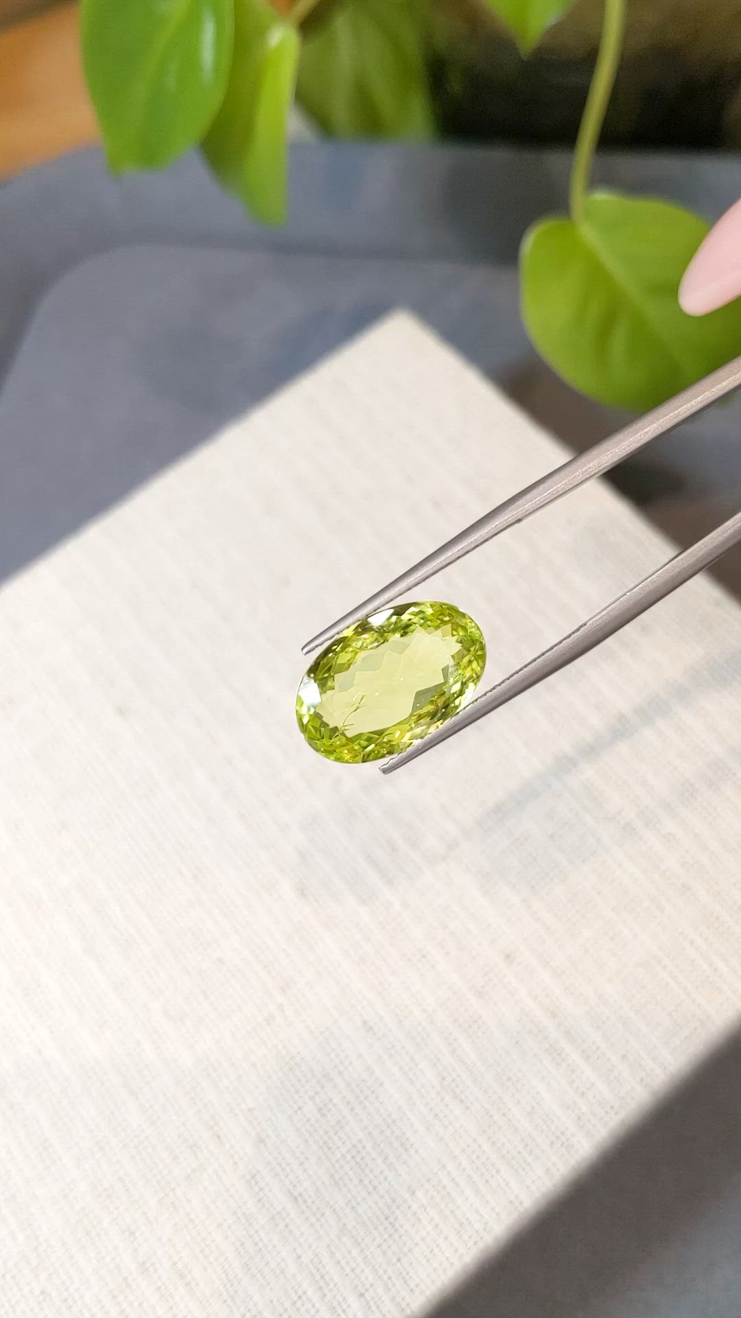 7.91 Ct. Yellowish Green Chrysoberyl from Ceylon (Sri Lanka) Size Video