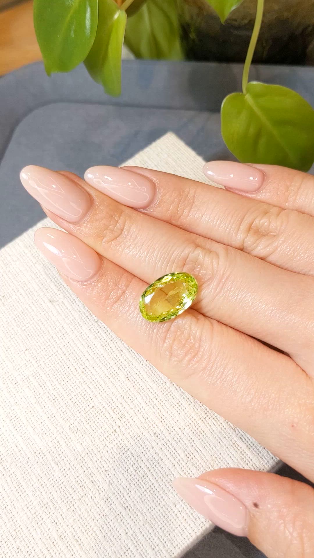 7.91 Ct. Yellowish Green Chrysoberyl from Ceylon (Sri Lanka) Size Video