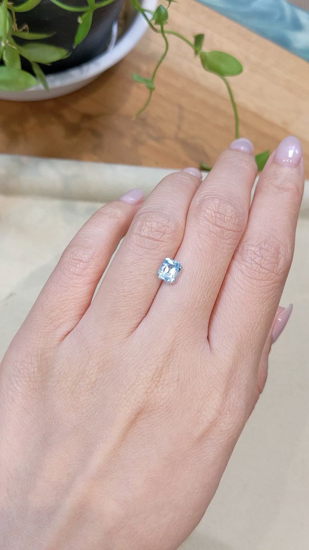 1.16 Ct. Blue Aquamarine from Madagascar Size Video