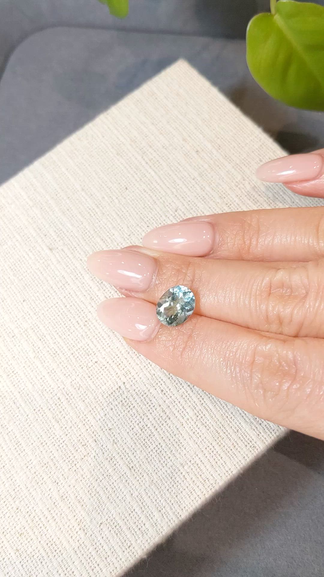 2.41 Ct. Greenish Blue Aquamarine from Madagascar Size Video