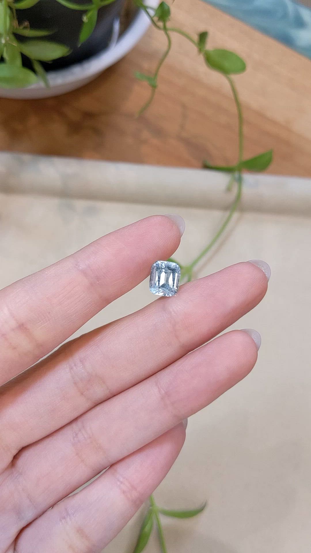 2.59 Ct. Greenish Blue Aquamarine from Madagascar Size Video