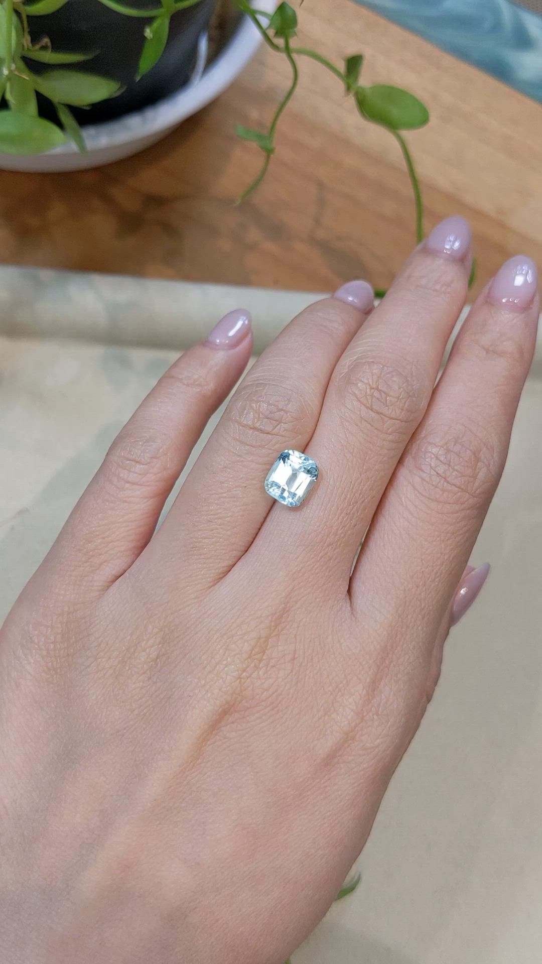 2.59 Ct. Greenish Blue Aquamarine from Madagascar Size Video