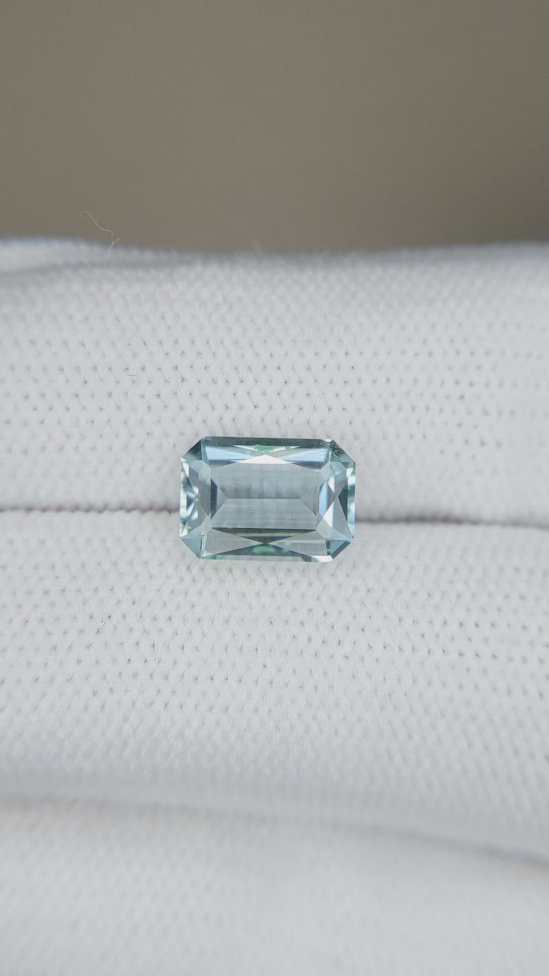 1.83 Ct. Greenish Blue Aquamarine from Madagascar Size Video