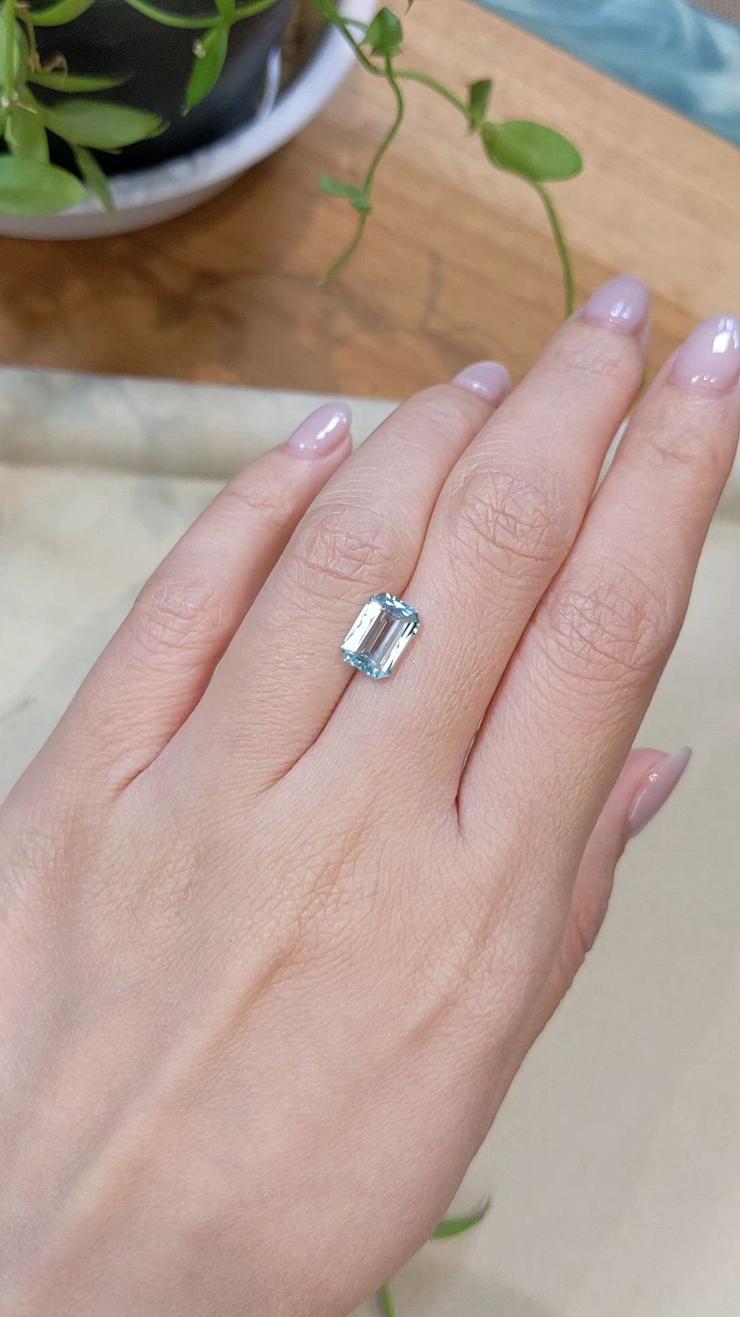 1.83 Ct. Bluish Green Aquamarine from Madagascar Size Video