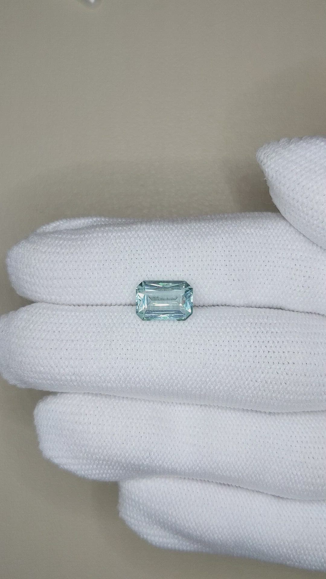 1.83 Ct. Greenish Blue Aquamarine from Madagascar Size Video