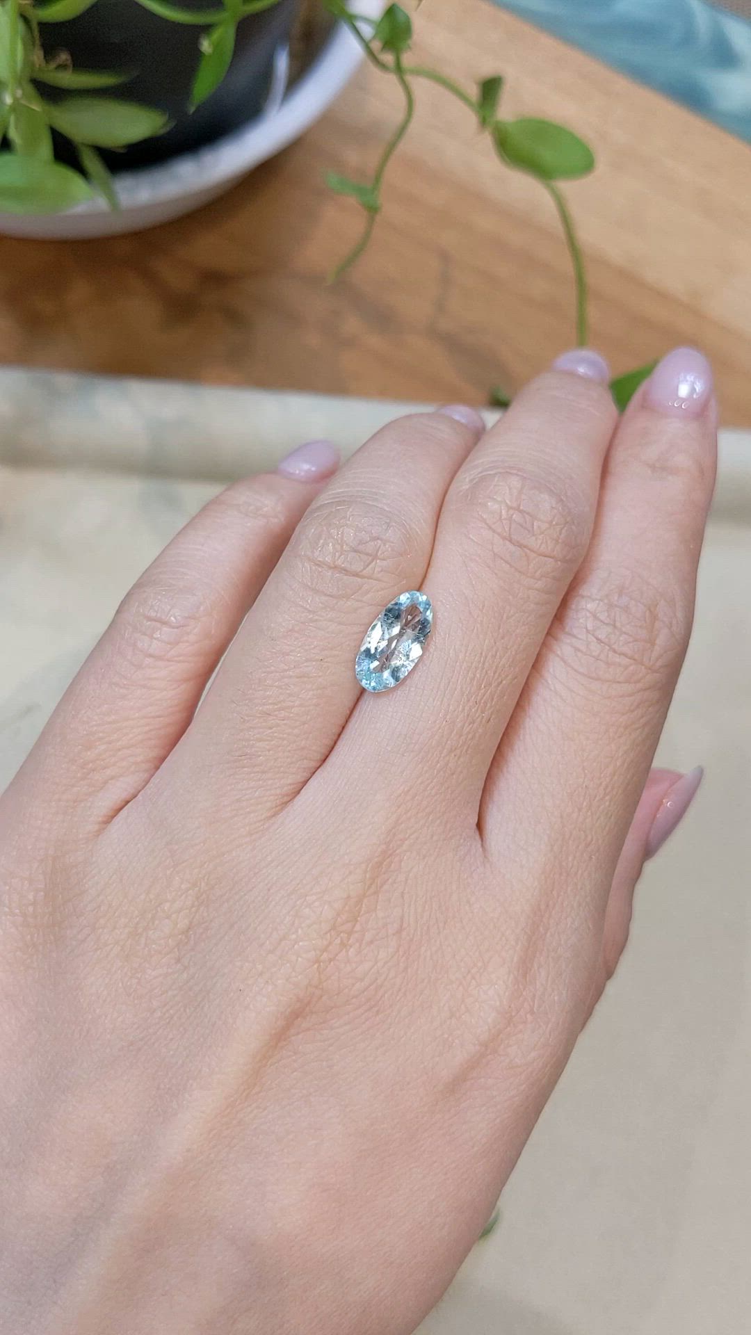 1.68 Ct. Blue Aquamarine from Madagascar Size Video